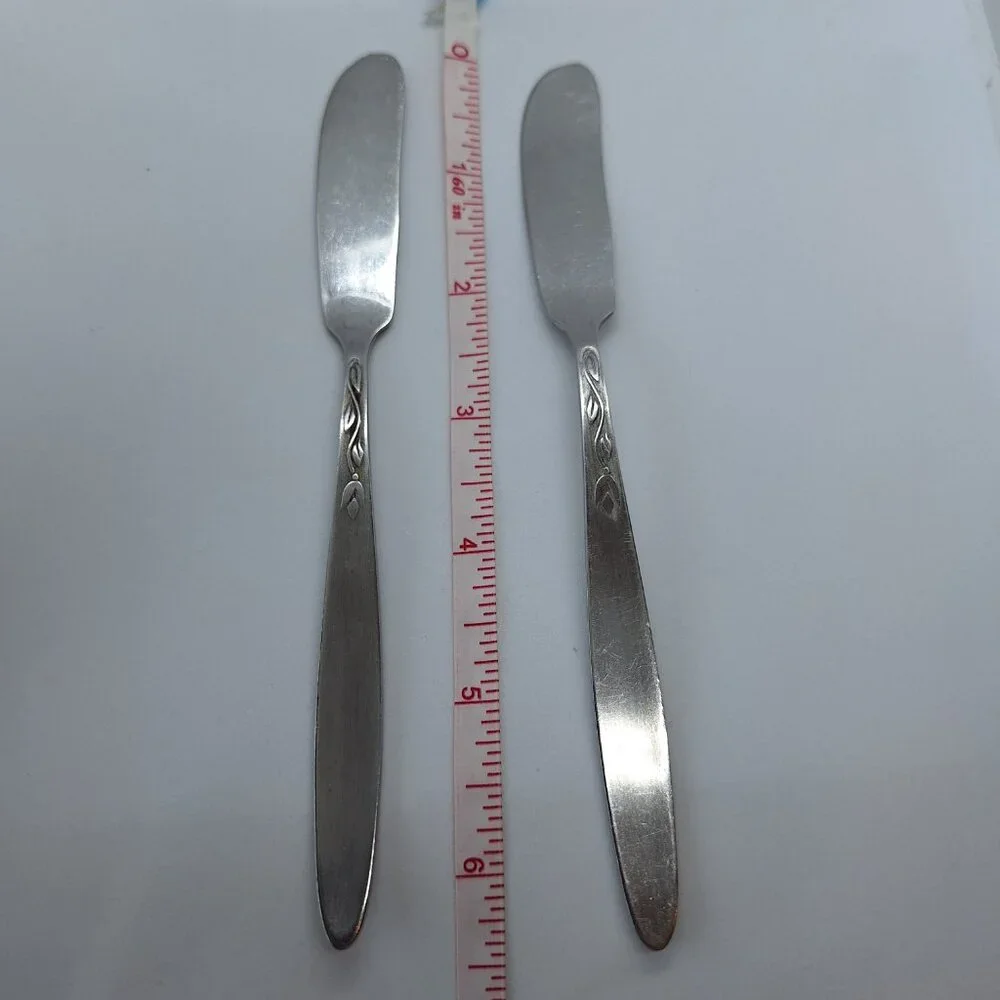 Amefa TULIP TIME Stainless Flatware Holland Butter Spreader‎ Lot Of 2 6.5 inches